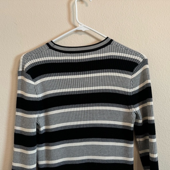 Theory Empire Wool Stripe Midi Dress Sweater Knit Dress - Picture 10 of 16